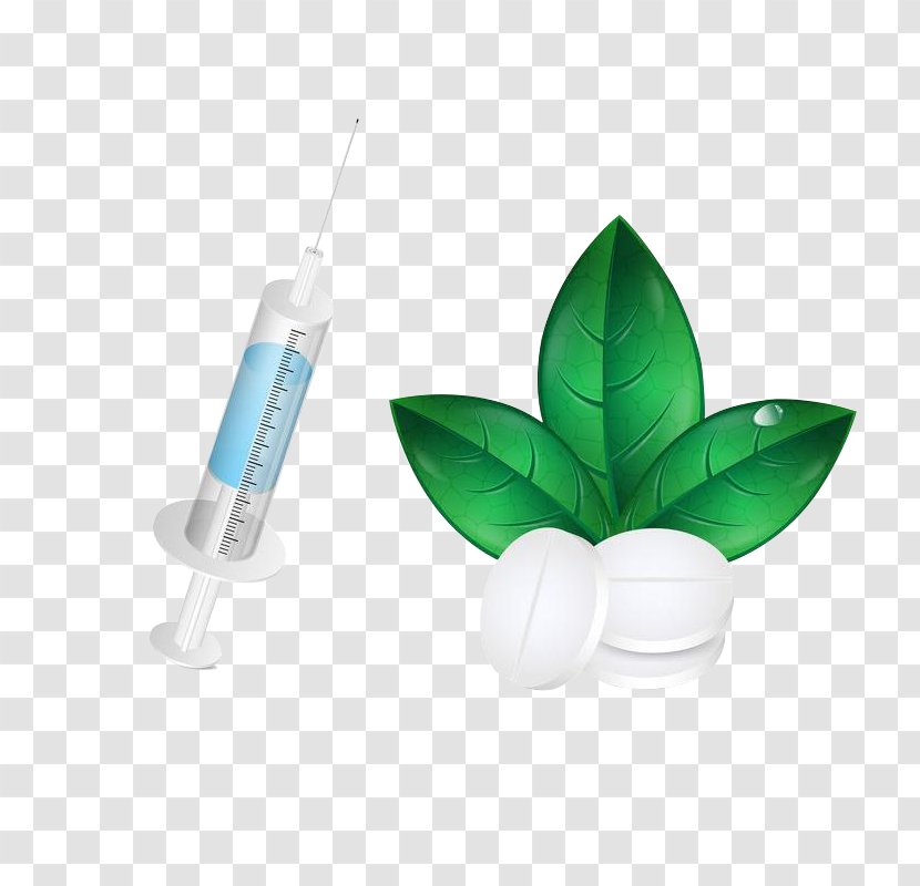 Icon Design Medicine - Leaf - Syringe And Pills Transparent PNG