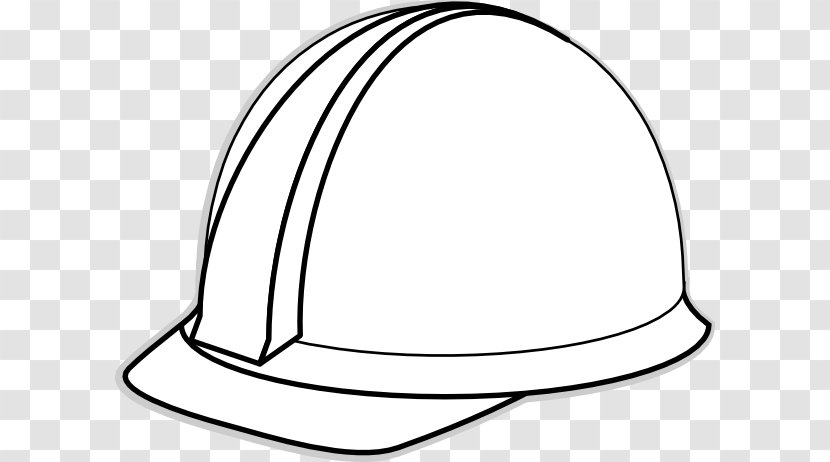 Hard Hat Black And White Clip Art - Coloring Book - Construction Cliparts Transparent PNG