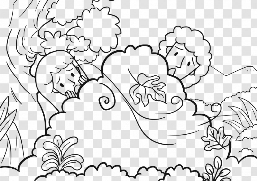 Garden Of Eden Coloring Book Adam And Eve Bible Forbidden Fruit - Silhouette - Fig Tree Page Transparent PNG