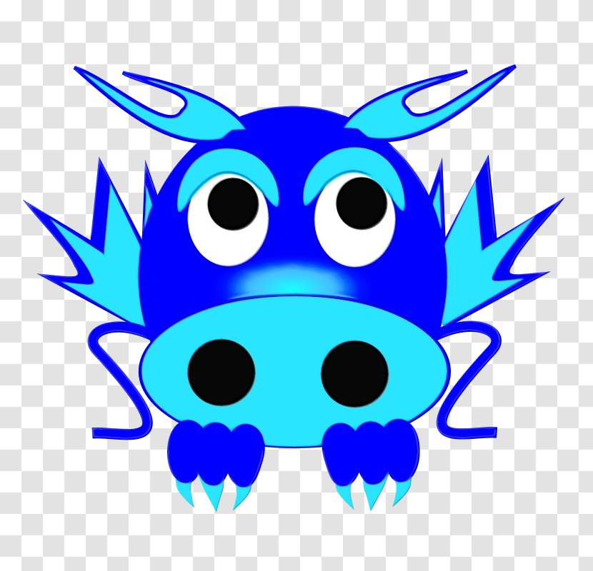 Blue Cartoon Head Snout Line - Wet Ink - Electric Transparent PNG