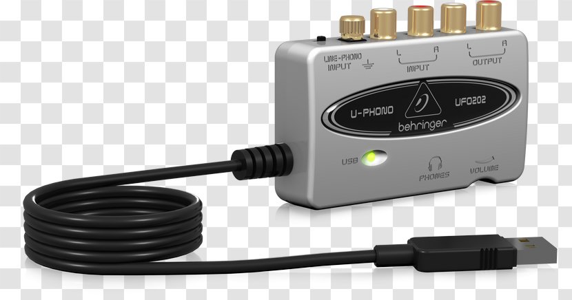 Behringer U-Phono UFO202 UCA202 U-Phoria UM2 Sound Cards & Audio Adapters - Electronics Accessory - Garrard Turntable Transparent PNG