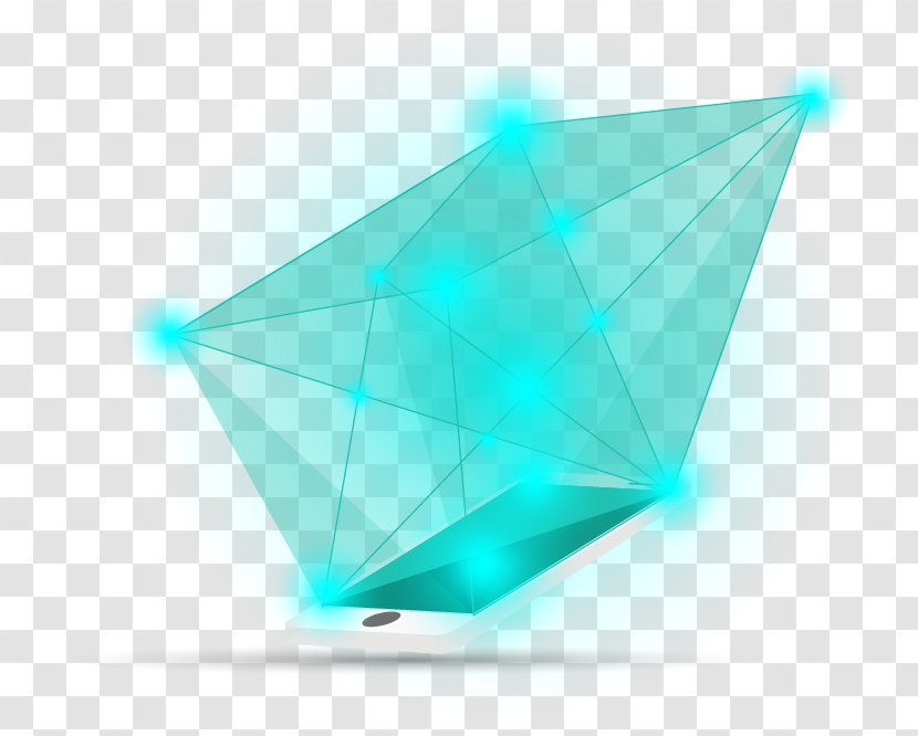 Turquoise Triangle - Green Light Effect Polygon Node Chart Transparent PNG