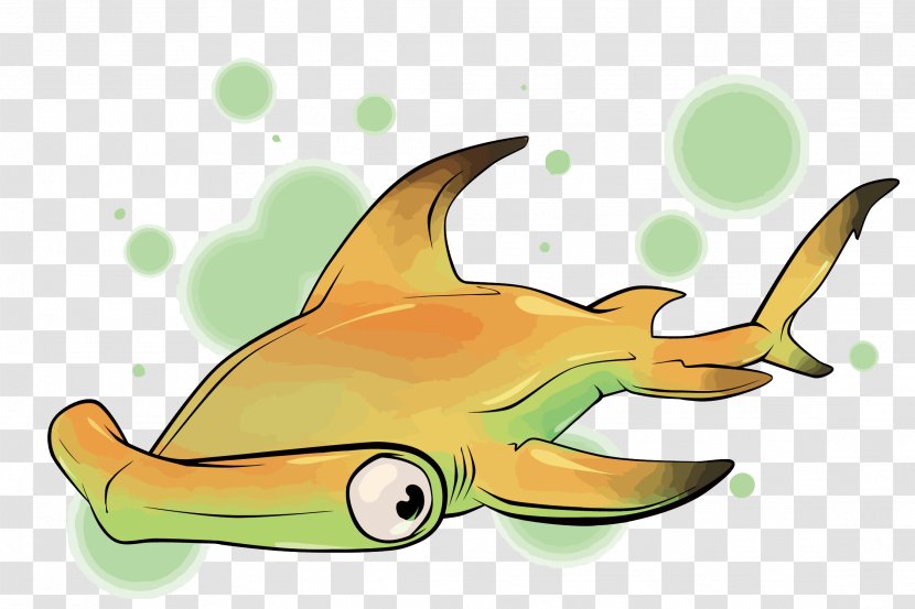 Hammerhead Shark Cartoon Clip Art - Attack - Vector Flat Transparent PNG