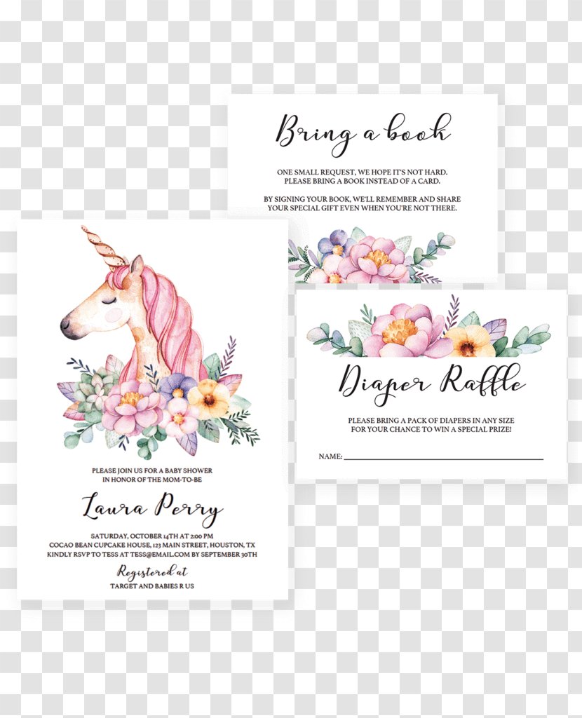 Unicorn Paper Art Drawing Painting - Flowers Invitations Transparent PNG