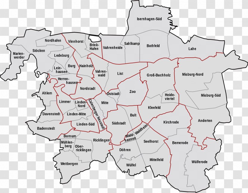 Hanover-Mitte Ricklingen Locator Map Wikipedia - Area Transparent PNG