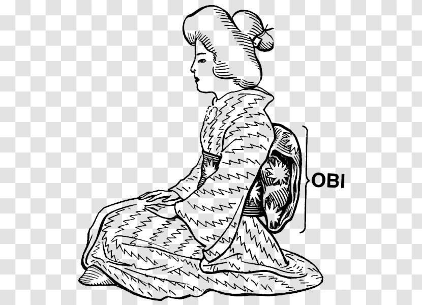 Japan Kimono Coloring Book Obi Drawing - Silhouette Transparent PNG