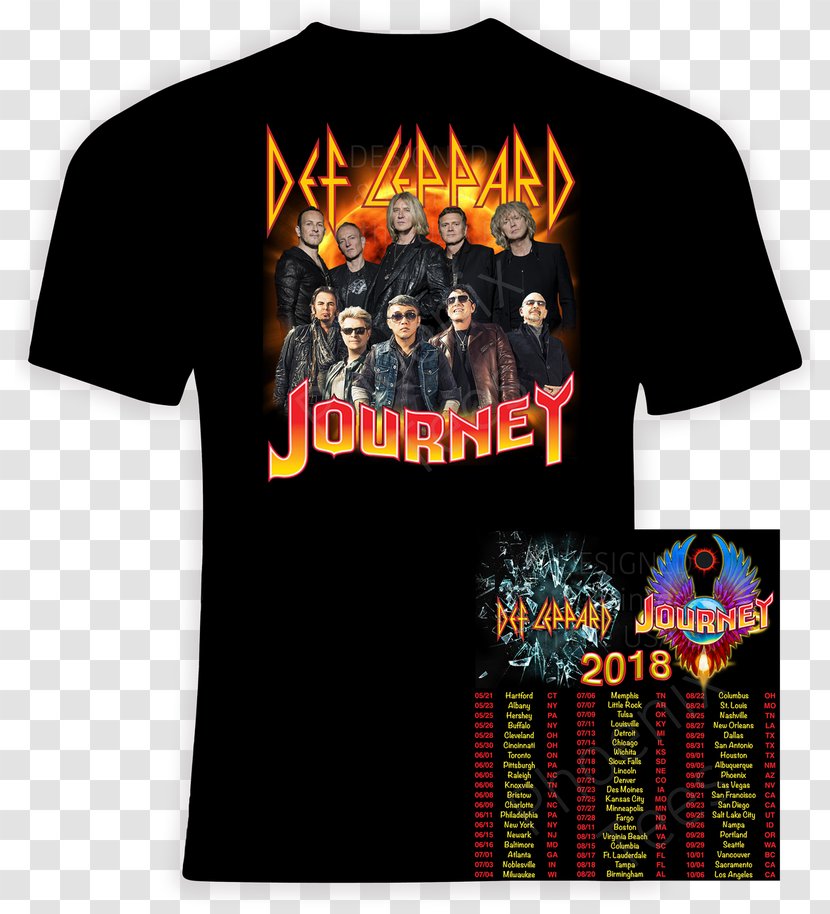Def Leppard & Journey 2018 Tour Hysteria World T-shirt - Watercolor Transparent PNG