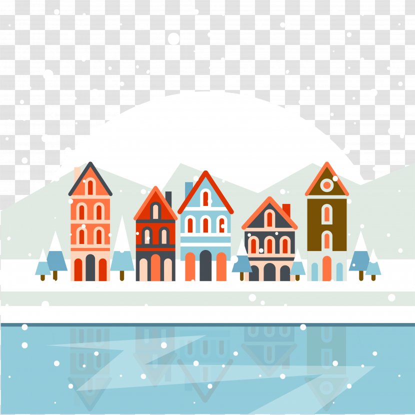 Christmas Village Poster Clip Art - Card - Winter Snow Transparent PNG
