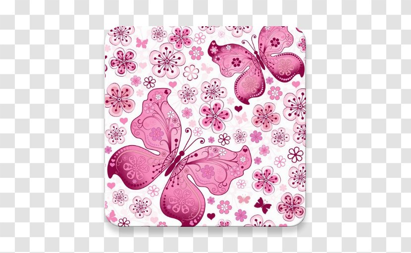 Paper Butterfly Pink Wallpaper - Placemat Transparent PNG