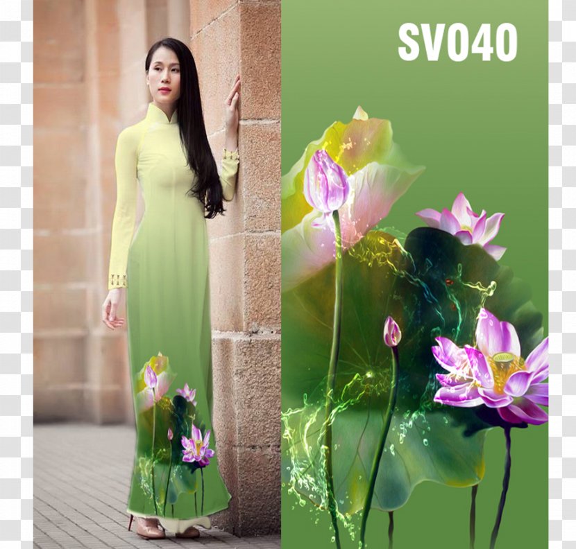 Shop Vải áo Dài Duyên Áo Silk Textile Floral Design - Ao Dai Transparent PNG