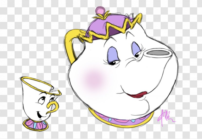 Mrs. Potts Beast Belle Character - Cartoon - Mrs Transparent PNG