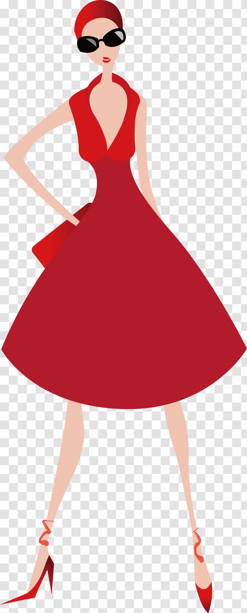 Woman Skirt Illustration - Tree - In Red Dress Transparent PNG