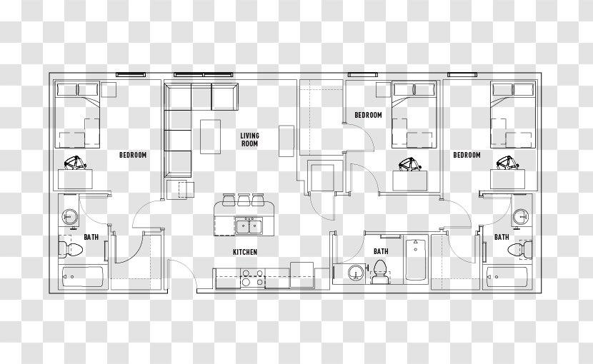 Floor Plan The Callaway House Austin Apartment Bedroom - Drawing - Bed Transparent PNG