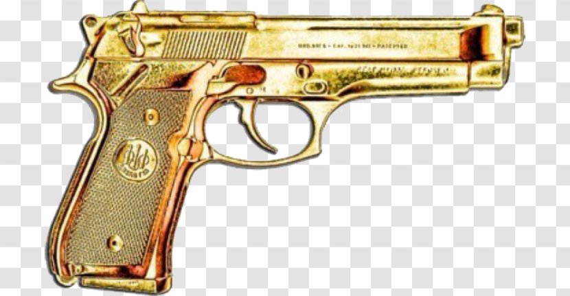 Gold Plating Pistol Weapon Handgun - Recoil Transparent PNG