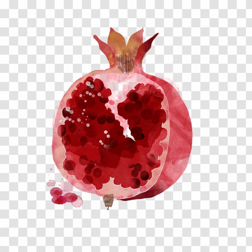 Watercolor Painting Drawing Fruit Illustration - Heart - Hand-painted Pomegranate Transparent PNG