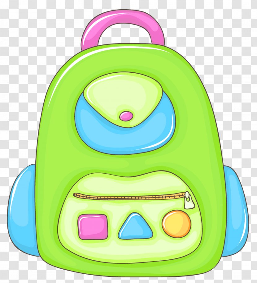 Satchel Cartoon - Orange - Green School Backpack Clipart Transparent PNG
