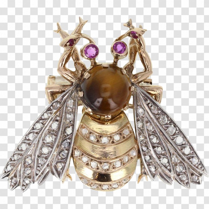 Brooch Bee Gold Insect Diamond - Victorian Era Transparent PNG