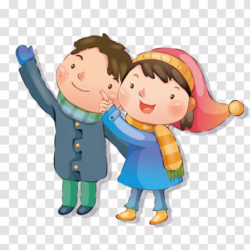 Child Wallpaper - Winter Male And Female Friends Transparent PNG
