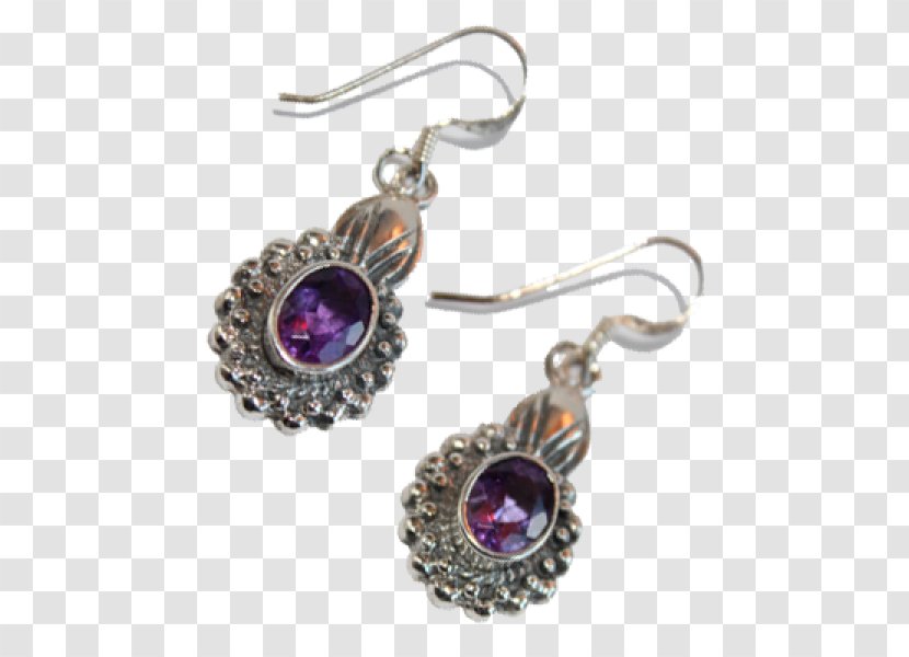 Earring Jewellery Gemstone Silver Amethyst - Body Transparent PNG