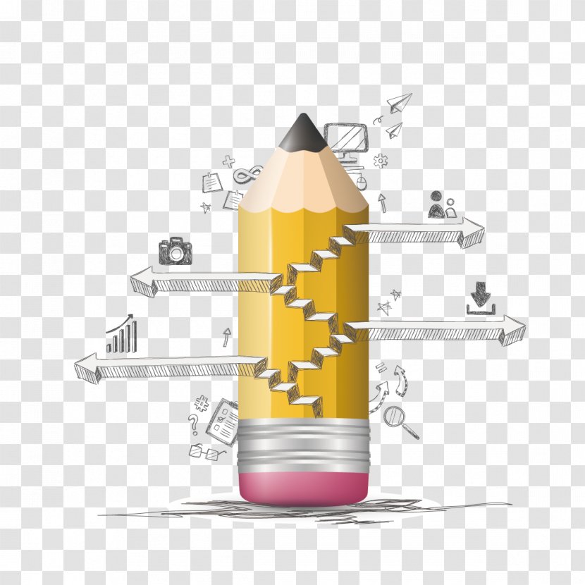 Business Pencil Infographic Illustration - Creative Pen Pattern Transparent PNG