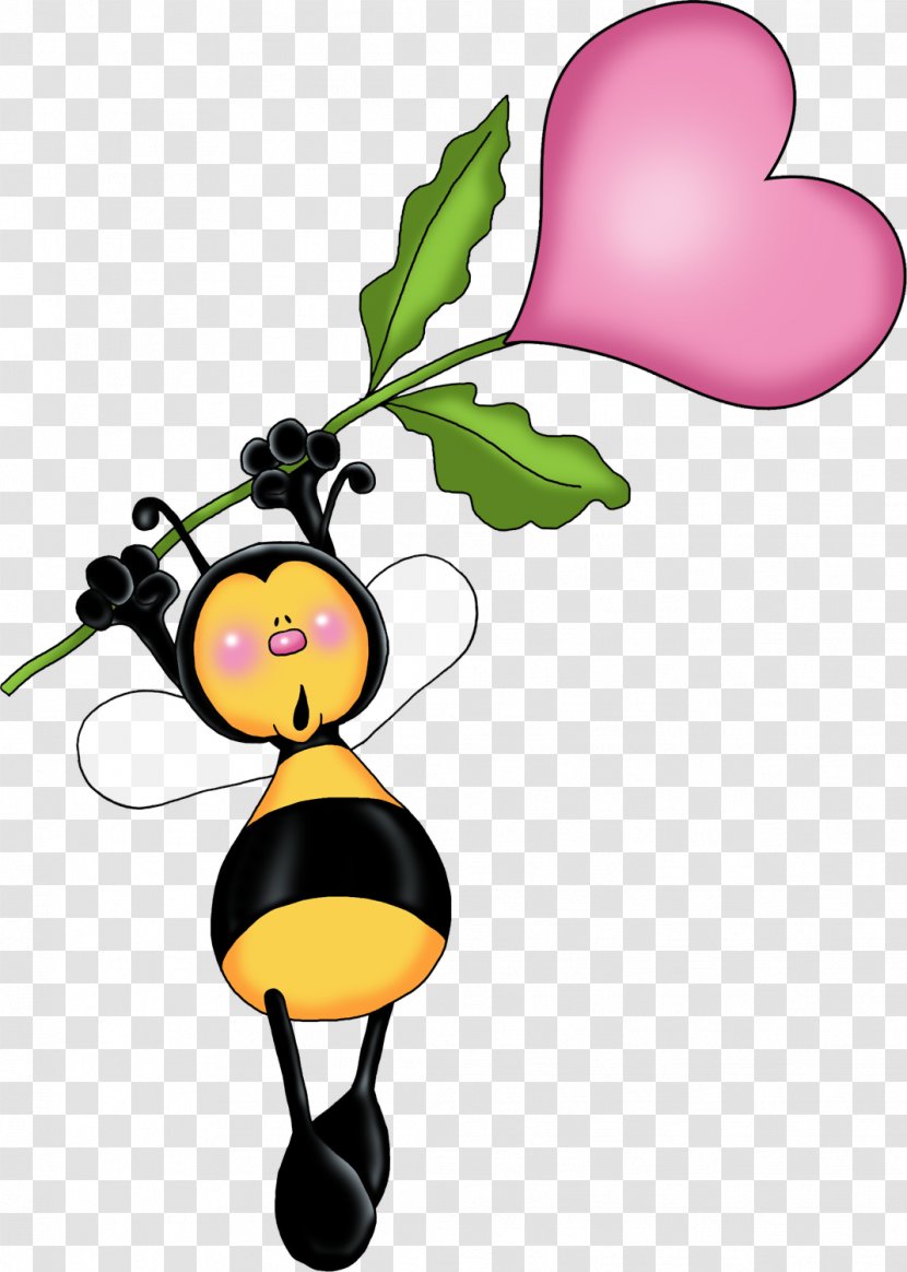 Honey Bee Flower Heart Clip Art - Branch Transparent PNG