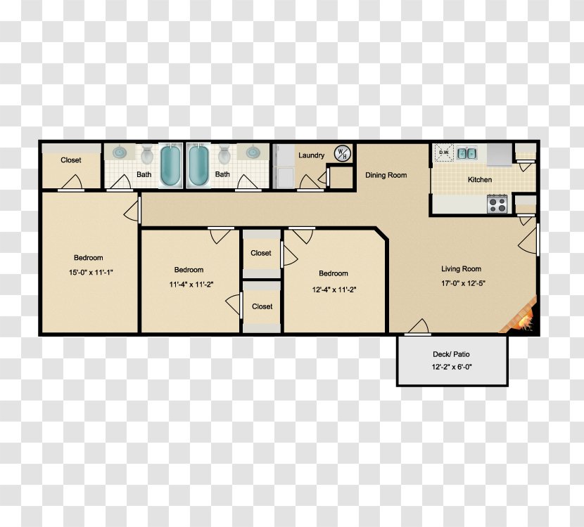 Northridge Apartments Constellation Circle Floor Plan - Jackson - Bed Transparent PNG