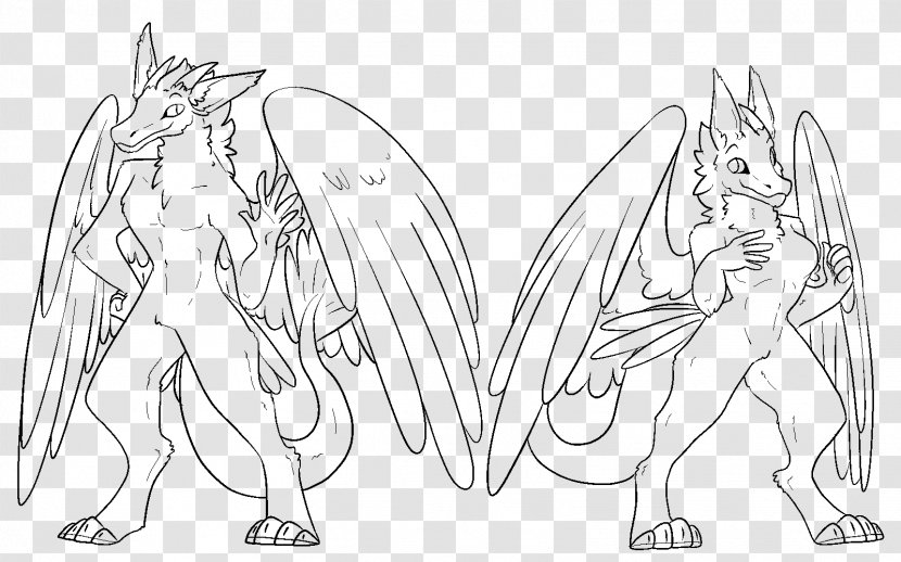 Line Art Drawing Dragon Fursuit - Flower - The Falling Feather Transparent PNG