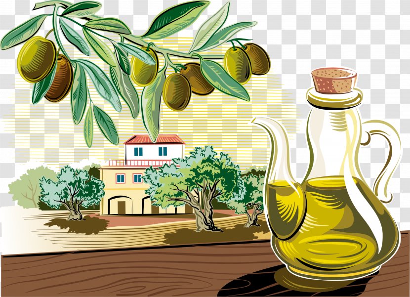 Olive Oil Mediterranean Cuisine Illustration - Cooking - Yellow Fresh Transparent PNG