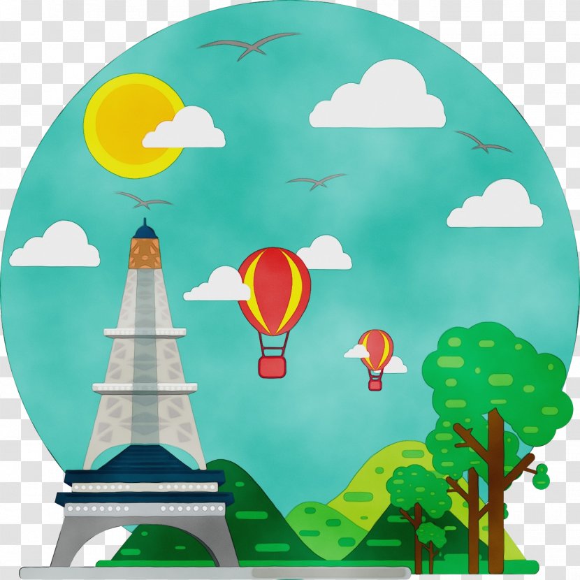 Hot Air Balloon Watercolor - Child Art Transparent PNG