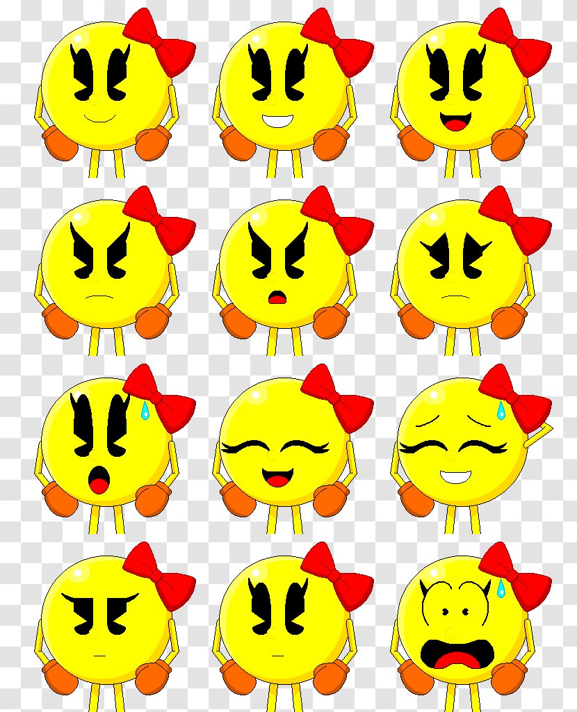 Ms. Pac-Man Art Clip - Smile - Namco Pacman Transparent PNG