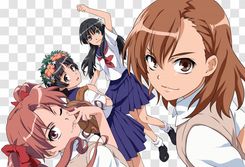 Mikoto Misaka Ruiko Saten Kuroko Shirai A Certain Magical Index Scientific Railgun - Watercolor - Frame Transparent PNG