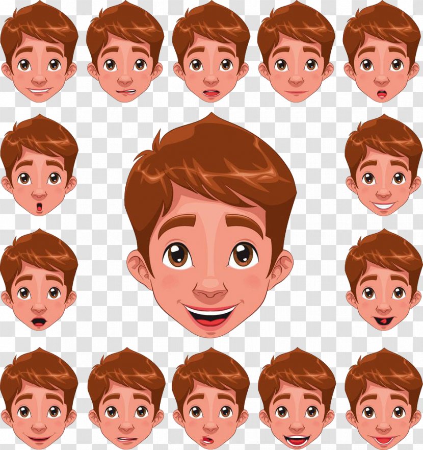 Lip Sync Cartoon Illustration - Human Behavior - Brown Boy's Face Transparent PNG