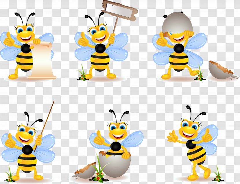 Bee Cartoon Clip Art - Yellow Transparent PNG