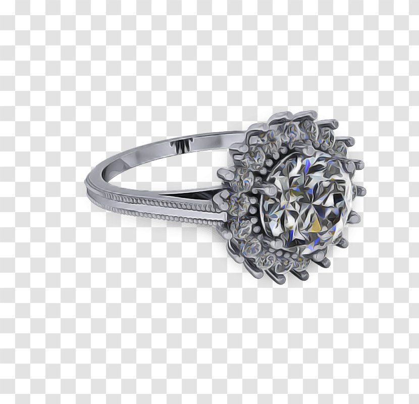 Ring Jewellery Engagement Diamond Gemstone - Platinum - Silver Metal Transparent PNG