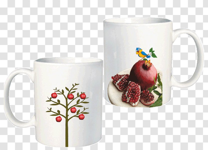Coffee Cup Mug Ceramic Saucer - Fruit - Pomegranate Tree Transparent PNG