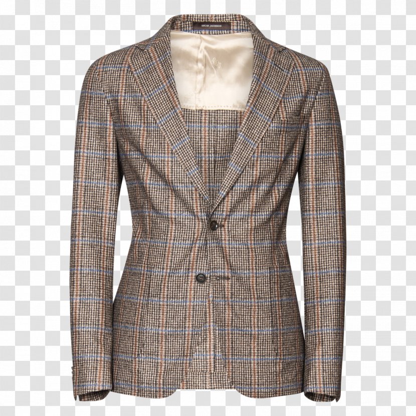 Tartan Blazer Jacket Outerwear Button Transparent PNG