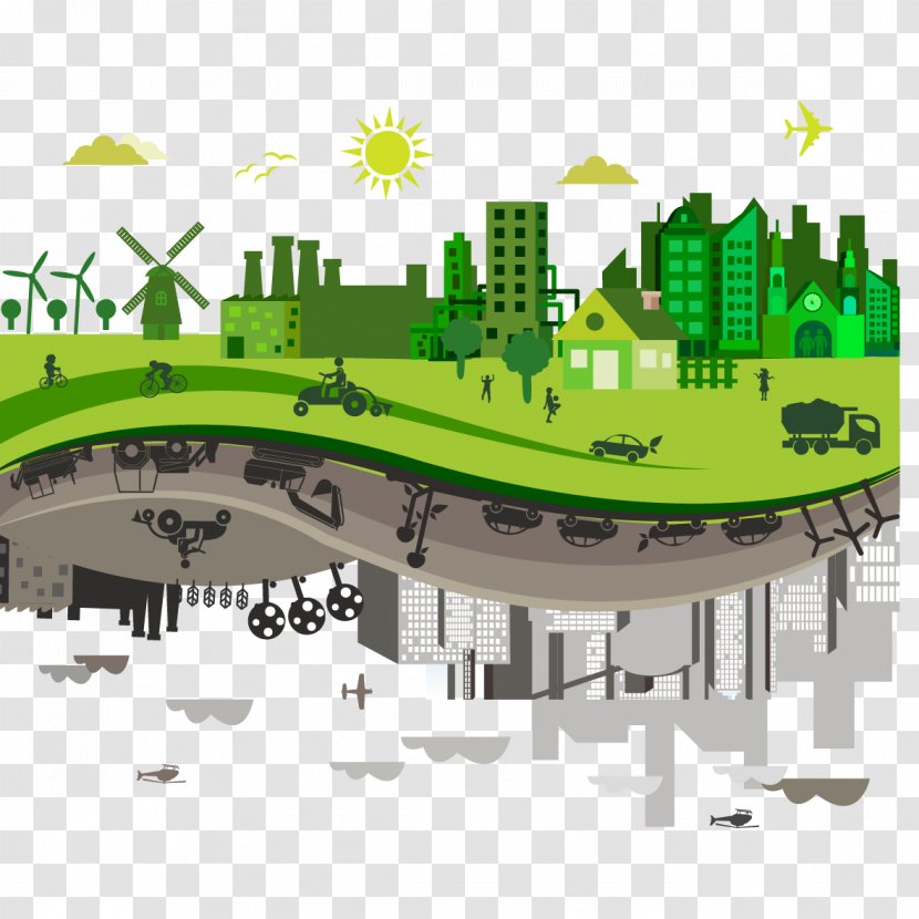 Pollution Sustainable City Eco-cities - Cityscape - Vector Creative Transparent PNG