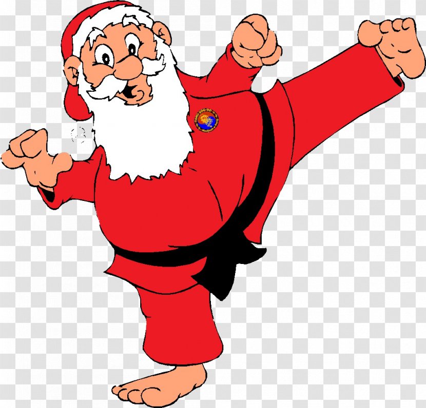 Taekwondo Santa Claus Karate Black Belt Obi - Christmas Transparent PNG