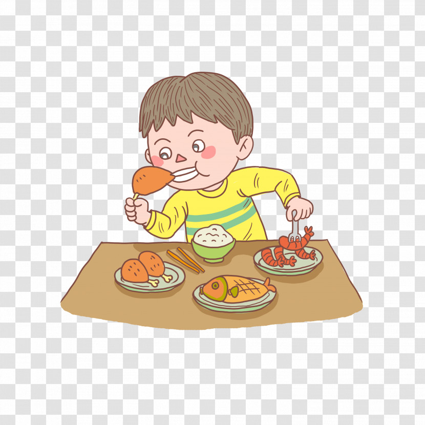Meal Eating Cartoon Child Junk Food Transparent PNG
