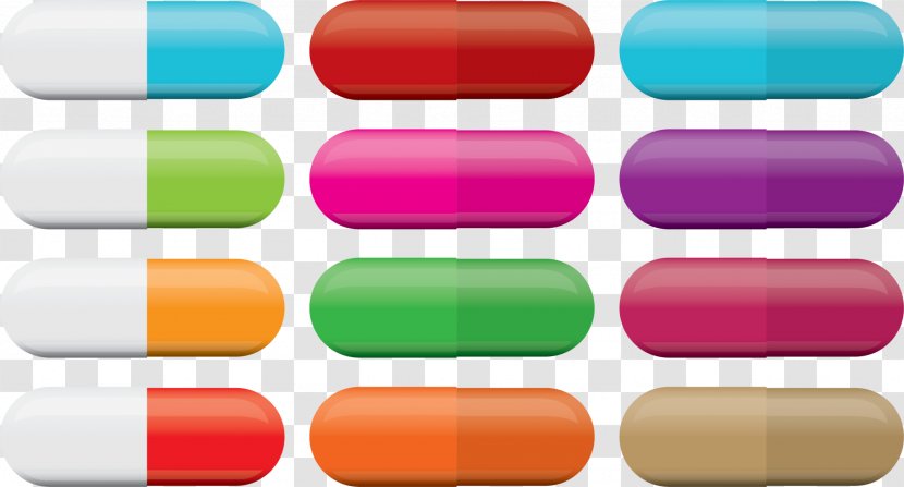 Tablet Pharmaceutical Drug Capsule Pill Organizer - Antibiotics - Vector Colored Pills Transparent PNG