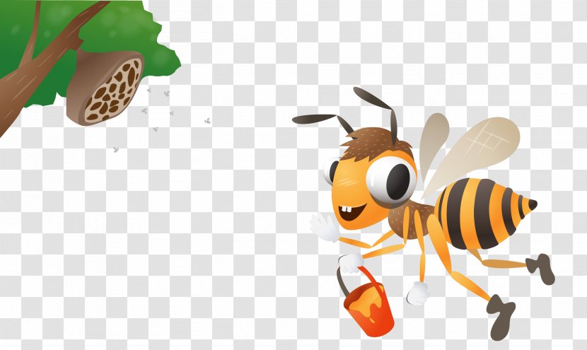 Apidae Honeycomb Honey Bee - Polistinae - Vector Cartoon On Transparent PNG