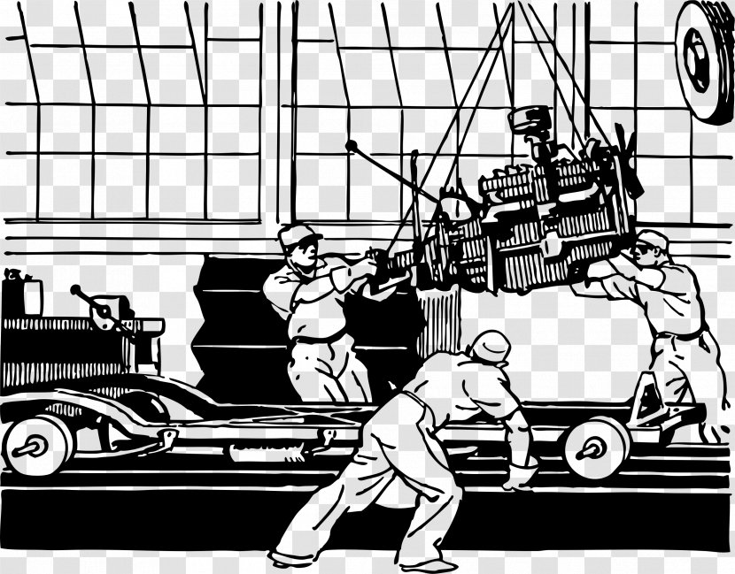 Car Assembly Line Production Factory Clip Art - Industry - Heres Johnny Transparent PNG