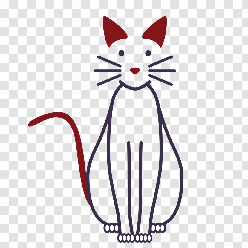 Whiskers Cartoon Line Art Nose Cat - Tail - Small To Mediumsized Cats Transparent PNG