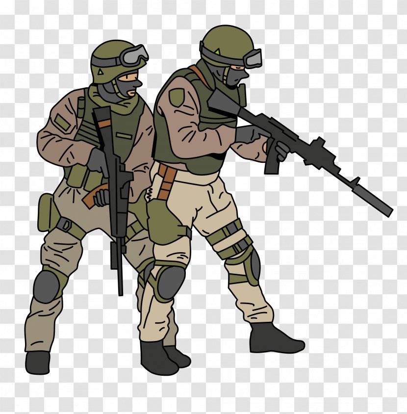 Infantry Soldier Machine Gun Militia Firearm - Mercenary - Vector Character Illustration Transparent PNG