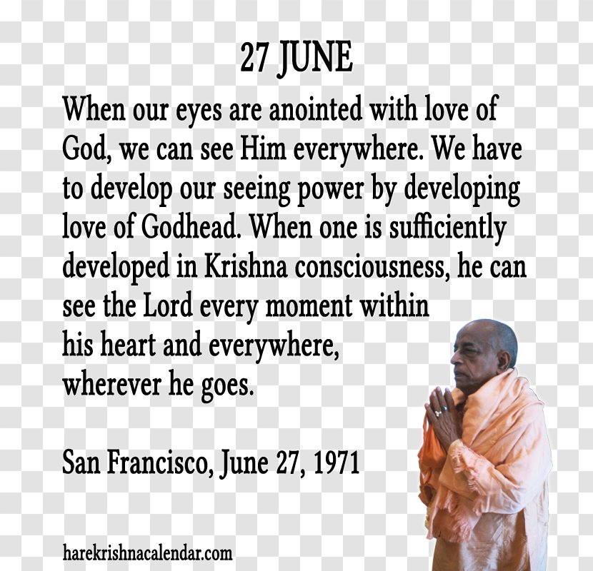 June 27 Month Krishna Quotation - Human Behavior - Prabhupada Transparent PNG