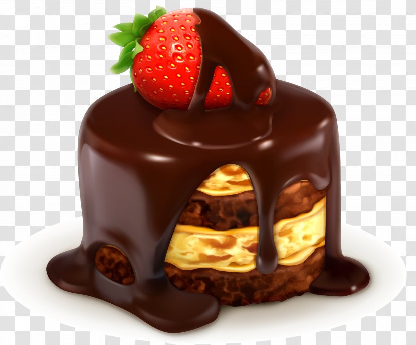 Ice Cream Chocolate Cake Doughnut - Syrup - Strawberry Pudding Transparent PNG