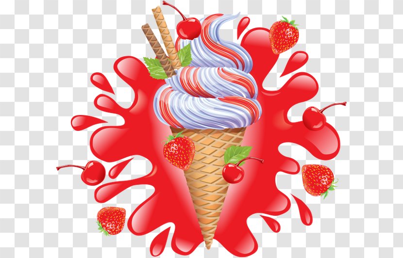 Strawberry Ice Cream Cones Sundae - Dessert Transparent PNG
