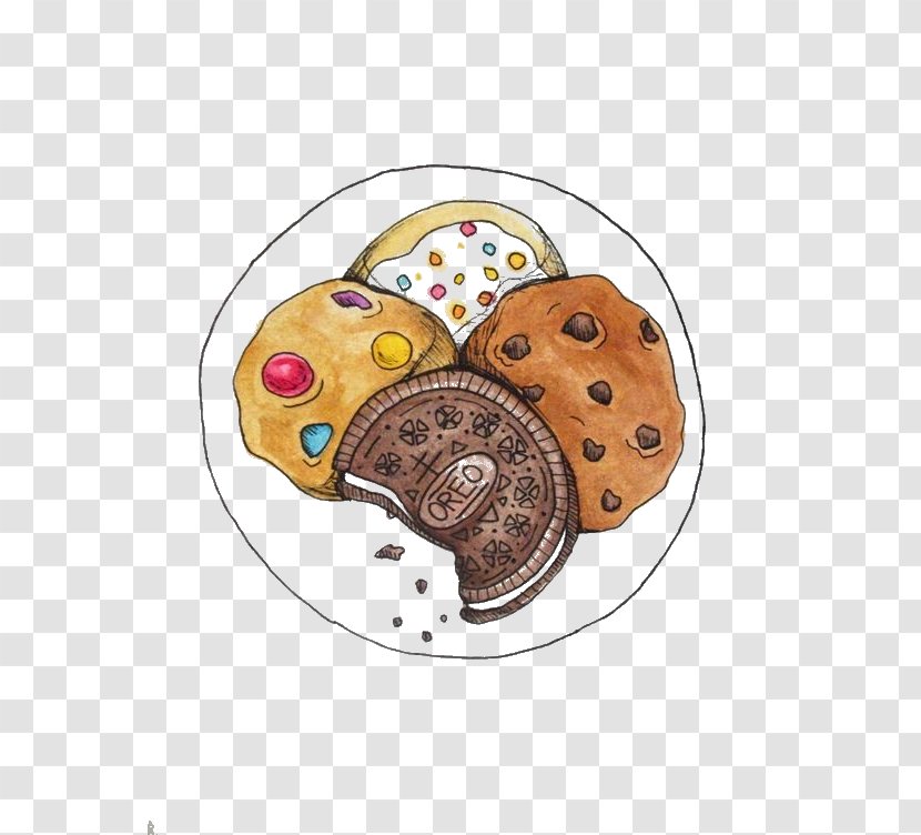 Chocolate Chip Cookie Drawing Illustration - Love - Hand-painted Biscuit Food Transparent PNG
