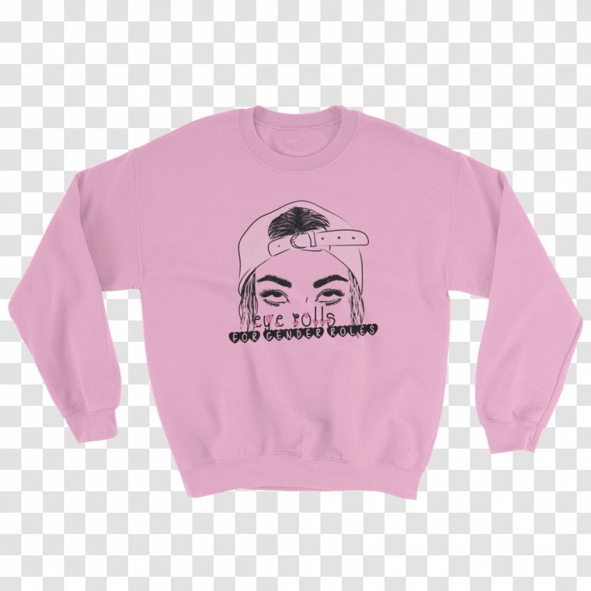 T-shirt Hoodie Crew Neck Sleeve Sweater - Longsleeved Tshirt - Pink Light Transparent PNG