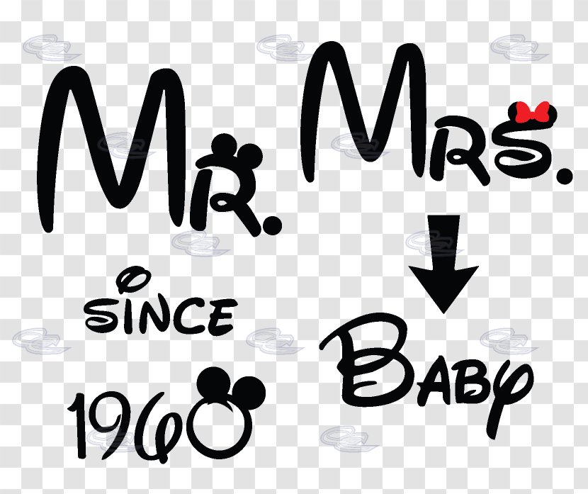 Minnie Mouse Mickey T-shirt Mrs. Marriage - Black Transparent PNG